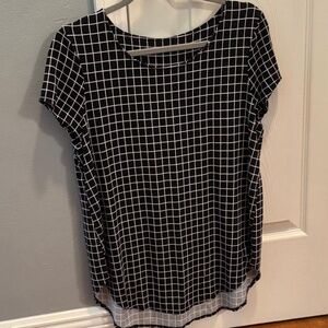 Black & White Windowpane Check Cap Sleeve Top